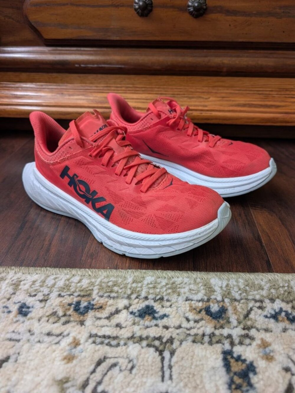 Hoka One One Carbon X 2 Women`s Size 8.5B (Regular) Running Shoes Hot Coral